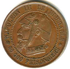 médaille satirique Napoléon III le misérable 1870 , 27 mm de qualité n°7332