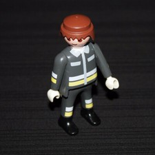 Playmobil pompiers pompier châtain combinaison grise 4608 5705 5704 5716 3885