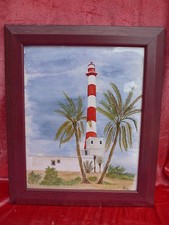 Beau Tableau De Phare Aquarelle Signé !