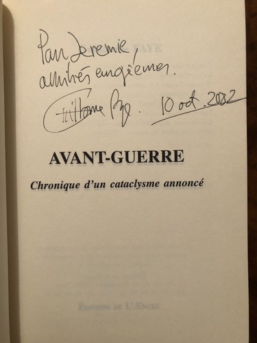 Guillaume faye dédicace envoi - faye,