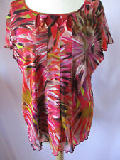 Top/Tee shirt CHRISTINE LAURE imprimé floral rouge-Taille 46-Neuf