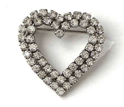 Broche vintage coeur double - broche,