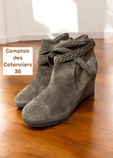 ? Comptoir des Cotonniers 36 ? chaussures beiges low boots bottines cuir daim