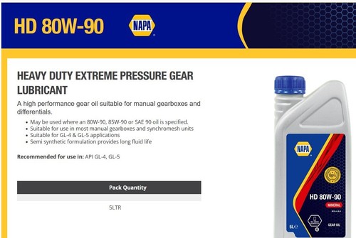 5ltr 80w gear oil for - 80w-90,