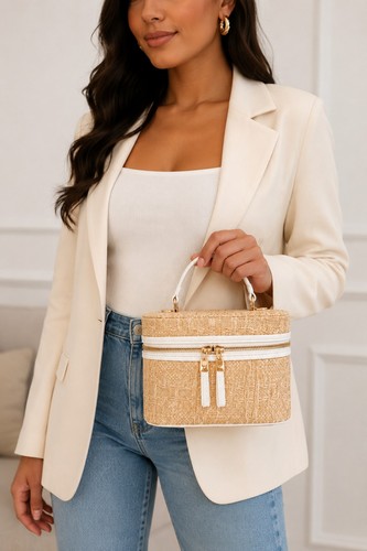 Sac vanity paille tressée - vanity,