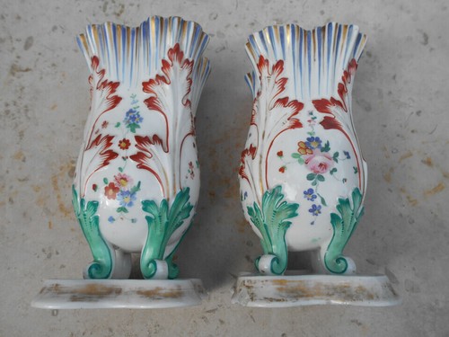 Paire vases porcelaine - vases, en