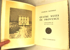 CHARLES MAURRAS QUATRE NUITS DE PROVENCE LITHOGRAPHIES RENEFER SOUVENIRS ENFANCE
