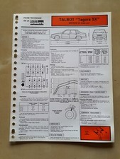 FICHE TECHNIQUE AUTOMOBILE TALBOT TAGORA SX