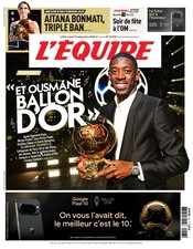 Journal L'Equipe du 23 septembre 2025 - Ousmane Dembelé Ballon d'or - PSG 