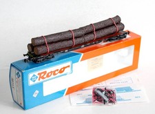 ROCO HO 46213 LONG WAGON PLATEFORME PLAT A RANCHER + GRUME DE BOIS DB 24cm, NEUF