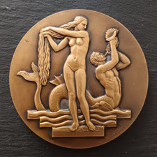 Rare médaille exposition internationale l'eau Liège 1939 nue Georges GUIRAUD
