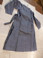 79/ ANCIENNE BLOUSE ECOLIER  TABLIER ENFANT fille ECOLE ANNEES 50 60 coton bleu