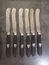 6 Couteaux Tables Modèle Louis XIV Argent Massif Et Ébène DU XViiieme 