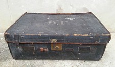 Ancien coffre malle de voyage tissu et cuir  vintage french antique rangement