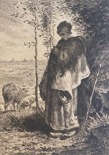 Jean François MILLET (1814-1875) Petite bergère Barbizon Charles PINET c 1910