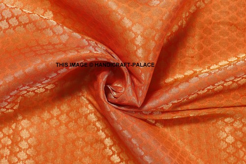Orange brocart tissu damas - orange,