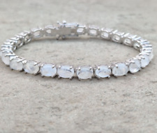 Argent Sterling Véritable Ovale Arc-en-Ciel Lune Tennis Bracelet Noël Cadeau