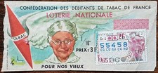 Billet de loterie nationale 1965 26e tranche Groupe 4 - POUR NOS VIEUX - 1/10 