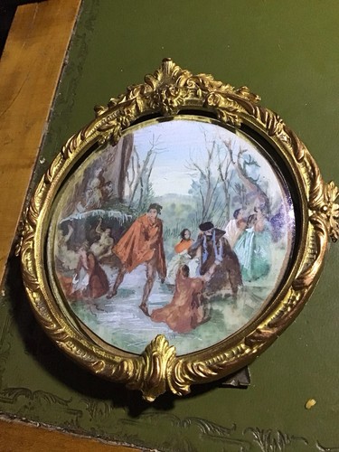 Huile miniature patinage - huile,