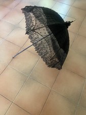 ombrelle ancienne En Dentelle Noire Époque Victorienne 1900