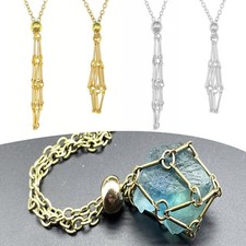 Interchangeable Crystal Holder Cage Necklace Stone Holder Women Men/UK| N0A9