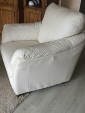 Fauteuil cuir blanc ecru - fauteuil, blanc/ecru