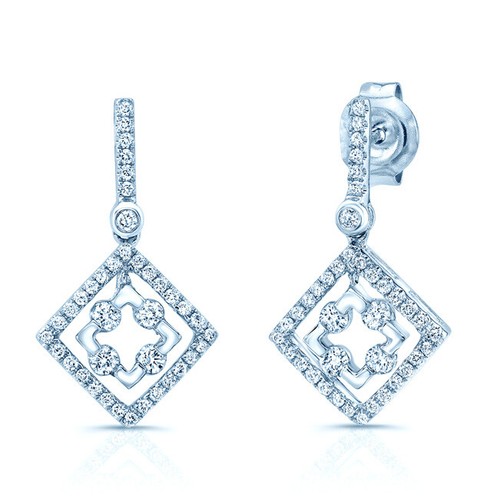 14k blanc diamant carré - or,