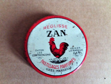 Ancienne boite publicitaire métal tôle vintage Zan couvercle coincé collection