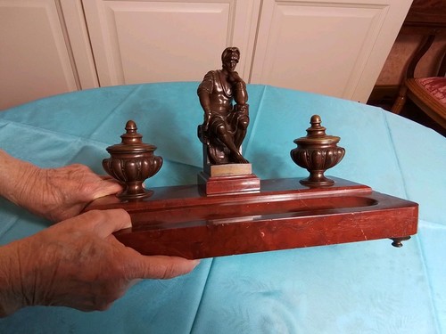 Encrier bronze marbre - encrier,