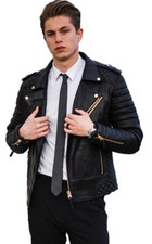 Homme Cuir Noir Veste 100%
