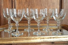 6 verres anciens en cristal ciselés Hartzviller (vin rouge ou blanc)