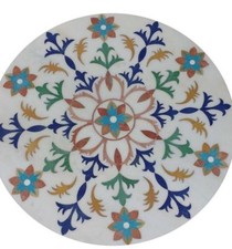 21 " Rond Marbre Blanc Café