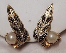 BIJOUX VINTAGE BOUCLES D'OREILLES À CLIPS OR DE TOLÈDE PERLES EARRINGS  # K3