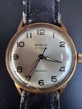 Ancienne Montre Mécanique ROBUR Ebauche Suisse Plaqué or Waterproof Incabloc