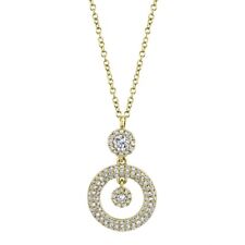 14K or Jaune Cercle O Collier Diamant Pendentif Femmes Coupe Ronde 0.39