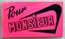 Pancarte publicitaire vintage années 50 60 carton velours pour Monsieur