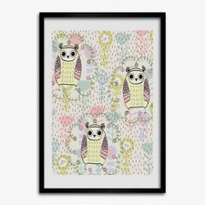 Photo Le salon 70x100cm Cadre MDF Décor Hiboux