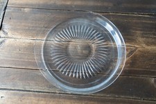 Grand plateau rond ancien en verre
