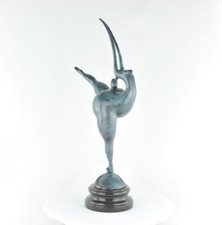 Statue Sculpture Danseuse Nue Acrobate Sexy Style Moderne Style Art Deco Bronze