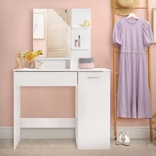 Coiffeuse blanc avec miroir et