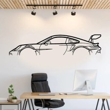 Sticker Autocollant Mural Porsche 911 GT3 RS Décoration 185×42cm Noir Blanc