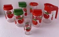 Lot  7 Pot bocal  Pichet Henkel  rouge HENKEL Pommes rouges Années 70' vintage