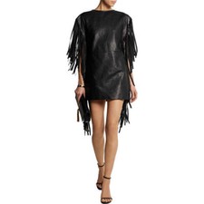 Robe En Cuir Noir En Agneau