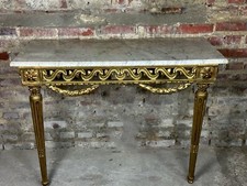 Console de style Louis XVI en bois sculpté dessus marbre XVIII eme
