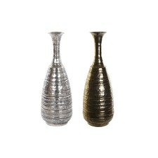 Vase DKD Home Decor 24 x 24 x 67 cm Finition vieillie Argenté Doré Aluminium 
