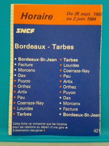 Horaires bordeaux tarbes - horaires,