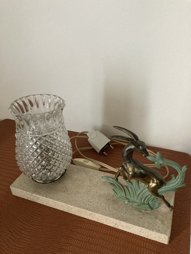 Lampe verre taillé art déco - lampe,