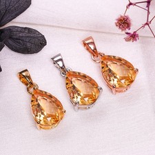 Naturel Citrine Pendentif 925 Argent Jaune Pendentif Pierre Précieuse