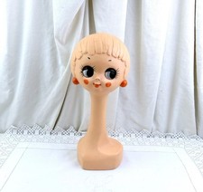 Vintage French 1960s Twiggy Head Shop Display, Retro Mid Century Hat Stand