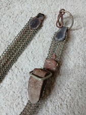 ancienne ceinture Cuir Metal Tressé Militaire ? Medieval ? Africain ? Militaria